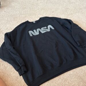 Gildan Black Crewneck Sweatshirt with Silver NASA Logo